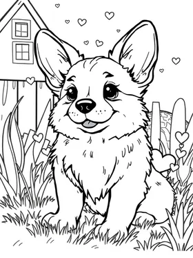 Cute corgi coloring page