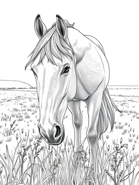 Realistic horse coloring page