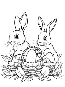 Easter bunnies coloring page
